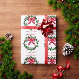 Papier Cadeau Couronne de houx moderne personnalisée pour Noël