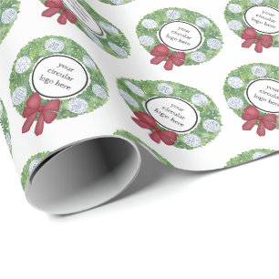Papier Cadeau Couronne de Noël avec logo d'entreprise personnali
