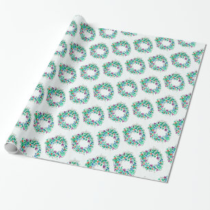 Papier Cadeau Couronne de Noël colorée