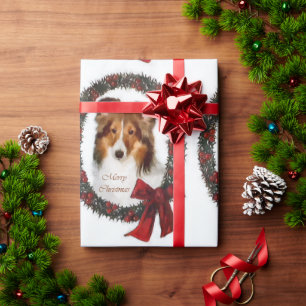 Papier Cadeau Couronne de Noël de Berger des Shetland