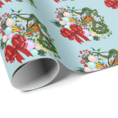 Papier Cadeau Couronne de Noël du dragon chinois (Coin rond)