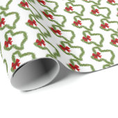 Papier Cadeau Couronne de Noël du Texas avec Bow rouge (Coin rond)