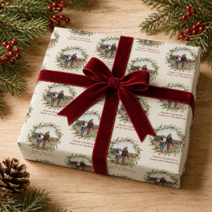 Papier Cadeau Couronne de Noël élégante rouge et verte Photo