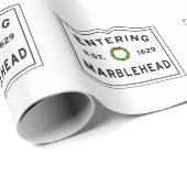 Papier Cadeau Couronne de Noël entrant dans la tête de marbre (Coin rond)