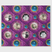 PAPIER CADEAU COURONNE DE NOËL FLEURIE VIOLETTE, CADRE PHOTO AVE (Plat)