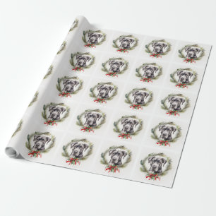 Papier Cadeau Couronne de Noël Grand Danois Chien de fête
