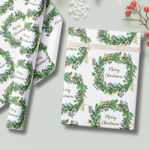 Papier Cadeau Couronne de Noël Joyeux Noël