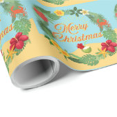 Papier Cadeau Couronne de Noël tropicale (Coin rond)