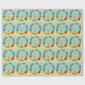 Papier Cadeau Couronne de Noël tropicale (Plat)