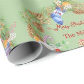 Papier Cadeau Couronne de Noël Verdure d'hiver Cône Cadeaux de f (Coin rond)