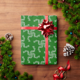 Papier Cadeau Couronne de Noël verte, décoration de Noël