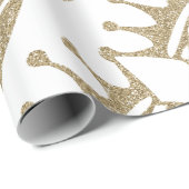 Papier Cadeau Couronne de parties scintillantes d'or (Coin rond)