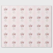 Papier Cadeau Couronne de Petite Princesse Perles Points Bébé Na (Plat)