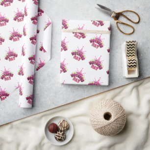 Papier Cadeau Couronne de reine rose élégante et brillante Joyeu
