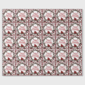 Papier Cadeau Couronne de vacances de Noël Cardinal Baies Rouges (Plat)