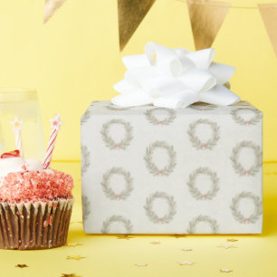 Papier Cadeau Couronne de vacances de style aquarelle nostalgiqu