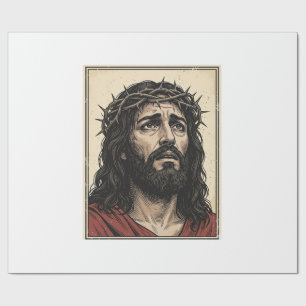 Papier Cadeau Couronne d'épines vintage portrait religieux art v