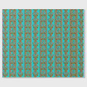 Papier Cadeau Couronne d'or bleu turquoise (Plat)