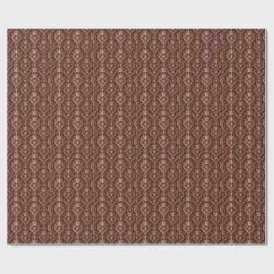 Papier Cadeau Couronne d'or et motif royal de damas en velours r