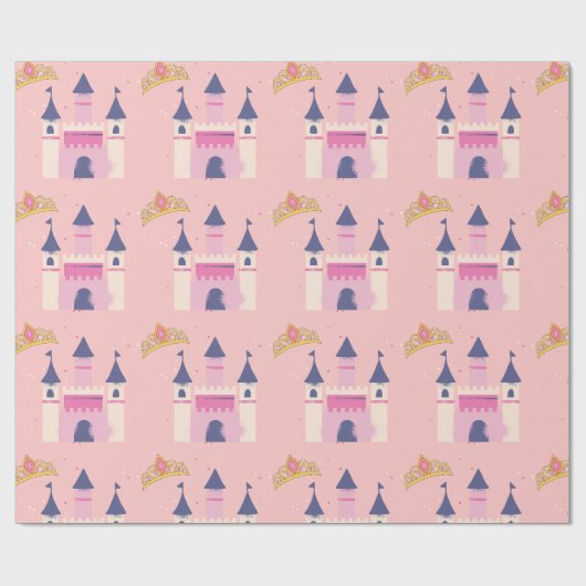 Papier Cadeau Couronne et château de princesse (Plat)