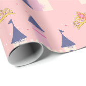 Papier Cadeau Couronne et château de princesse (Coin rond)