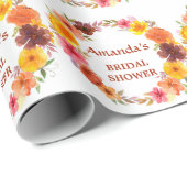 Papier Cadeau Couronne florale d'automne Baby shower (Coin rond)