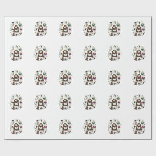 Papier Cadeau Couronne florale de livres empilés de fantômes de