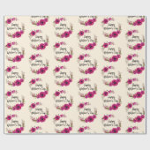 Papier Cadeau Couronne florale de Pavots Fuchsia Joyeuse Fête de (Plat)