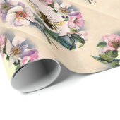 PAPIER CADEAU COURONNE ROSE SAUVAGE, HONEY BEE / MONOGRAMME DE L (Coin rond)