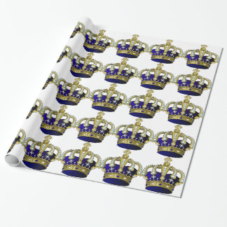 Papier Cadeau Couronne royale de bleu et d'or