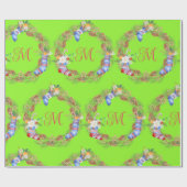 Papier Cadeau Couronne simple de Noël rouge et vert (Plat)