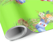 Papier Cadeau Couronne simple de Noël rouge vert lettre (Coin rond)