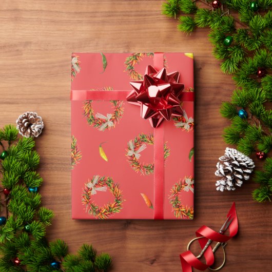 Papier Cadeau Couronnes de Piments Festif (Cadeau de vacances)