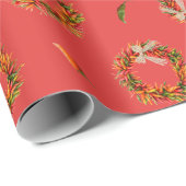 Papier Cadeau Couronnes de Piments Festif (Coin rond)