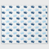 Papier Cadeau Couronnes royales bleues fête de conte de fées pri (Plat)