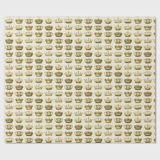 Papier Cadeau Couronnes royales d'or (Plat)