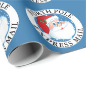 Papier Cadeau Courrier express Père Noël de Pôle Nord bleu de (Coin rond)
