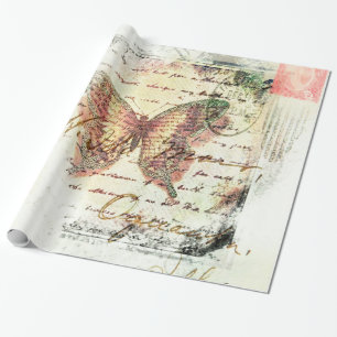 Papier Cadeau Courrier papillon vintage