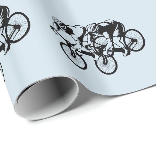 Papier Cadeau Course à vélo Silver Blue (Coin rond)