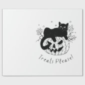 Papier Cadeau Course de chat d'automne Halloween (Plat)
