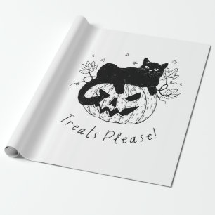 Papier Cadeau Course de chat d'automne Halloween