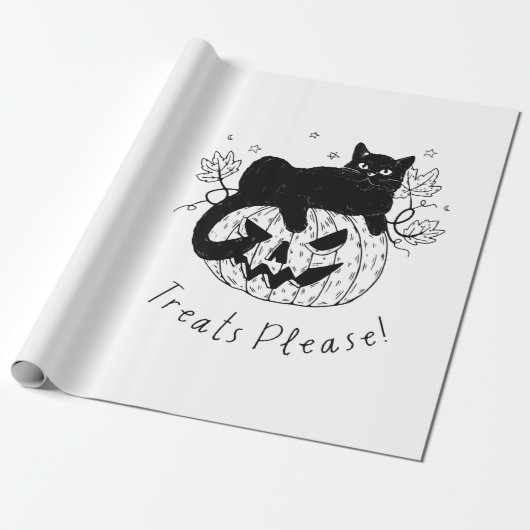 Papier Cadeau Course de chat d'automne Halloween (Déroulé)
