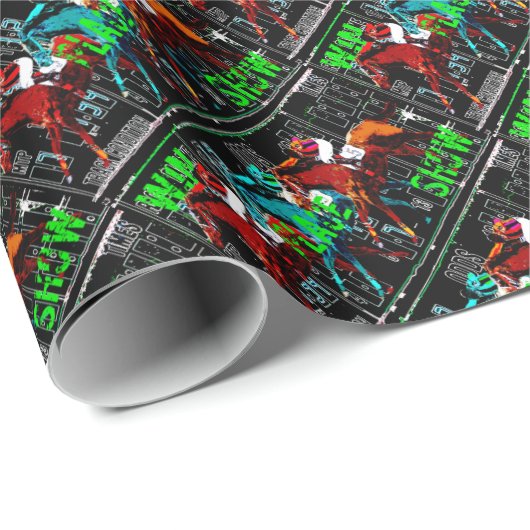 Papier Cadeau course de chevaux d'exposition d'endroit de (Coin rond)