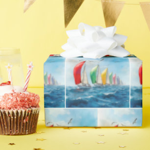 Papier Cadeau Course de voiliers en haute mer