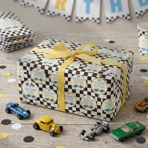Papier Cadeau Course de voiture rapide pour la fête du 1er anniv