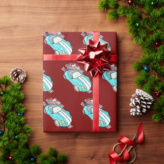 Papier Cadeau Course de voitures à crémaillère (Cadeau de vacances)
