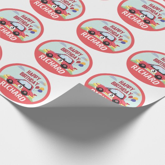 Papier Cadeau Course de voitures de course thème d'anniversaire  (Coin)