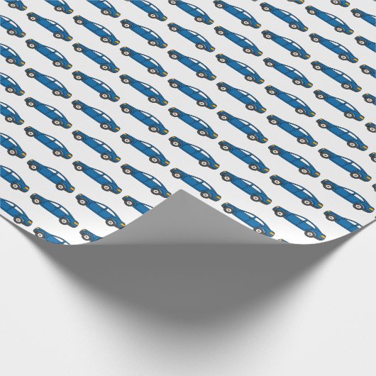 Papier Cadeau Course Voitures Course Retro Bleu Anniversaire Enf (Coin)