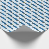 Papier Cadeau Course Voitures Course Retro Bleu Anniversaire Enf (Coin)
