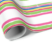 Papier Cadeau Courses colorées d'aquarelle, rayures de Noël (Coin rond)